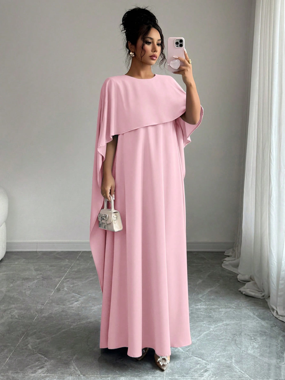 Set caftan și jalabiya SHEIN, roz
