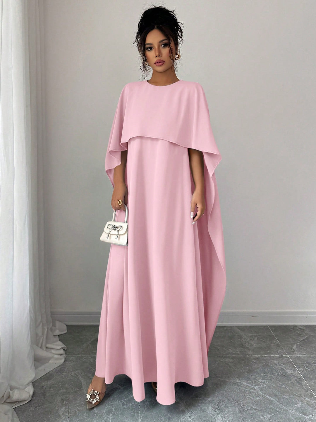 Set caftan și jalabiya SHEIN, roz