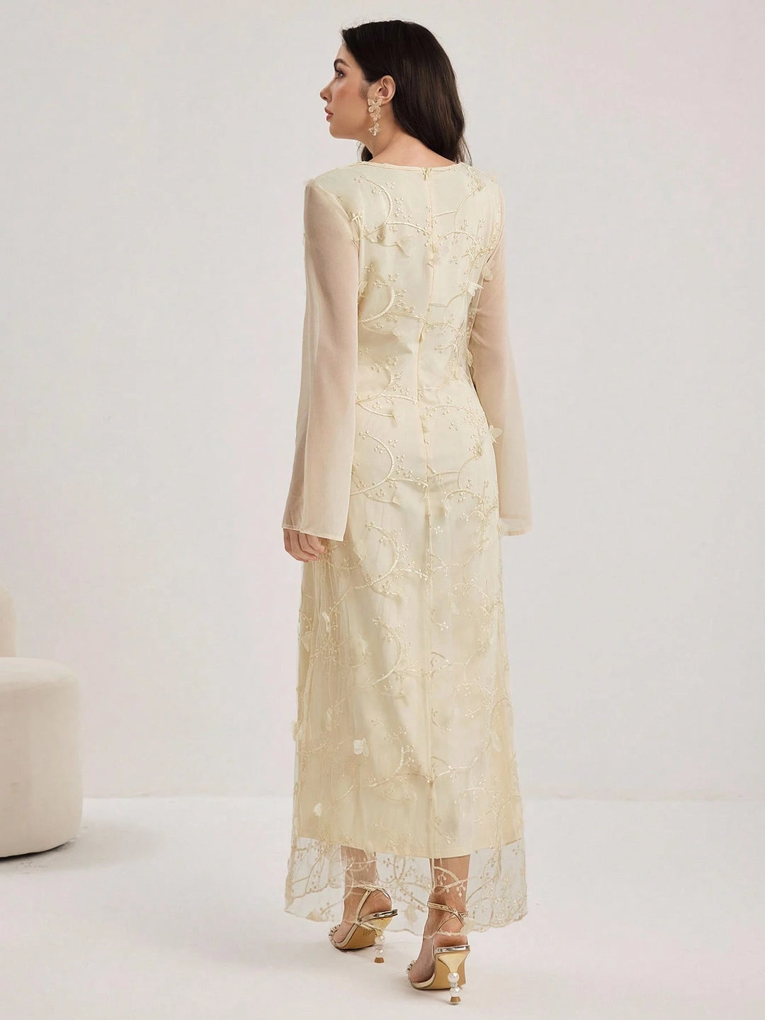 Rochie maxi Shein, crem