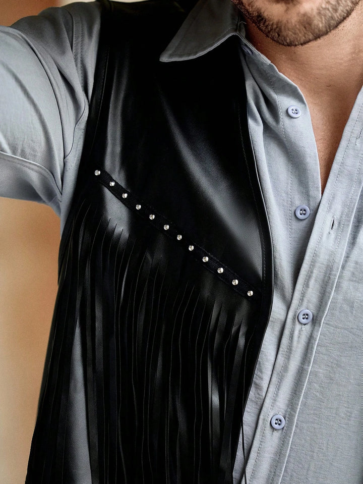 SHEIN műbőr mellény, fekete