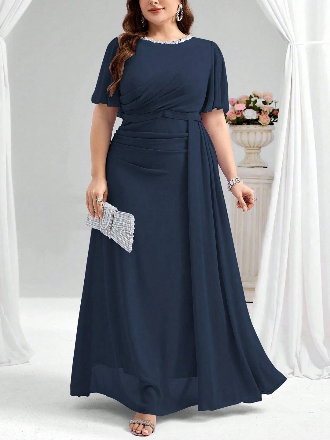 Rochie maxi Shein curve+, albastru