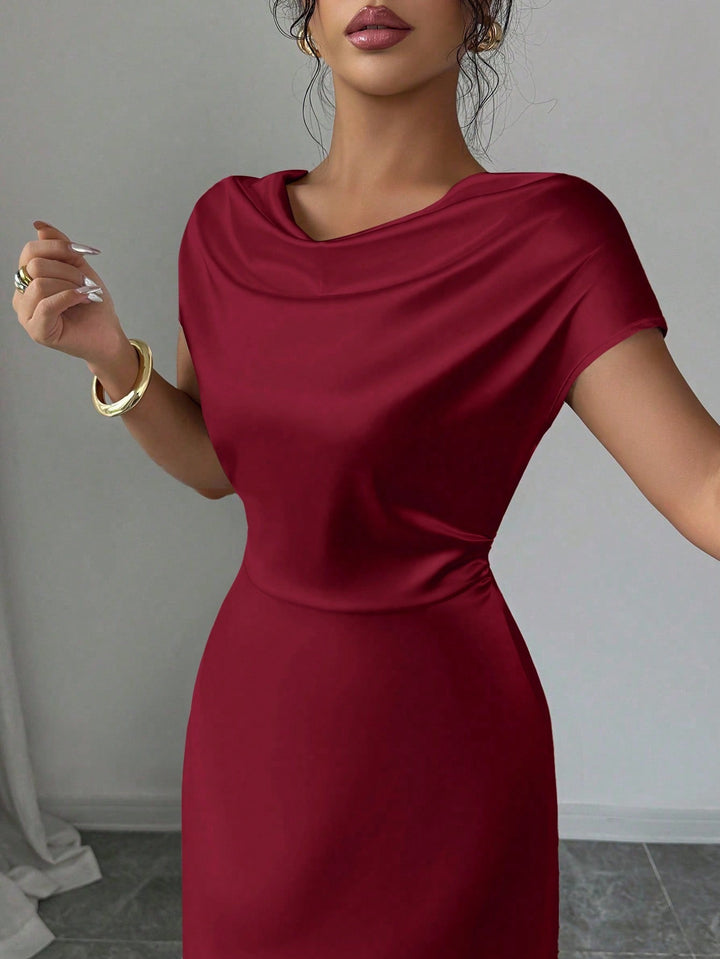 SHEIN maxi ruha, bordó
