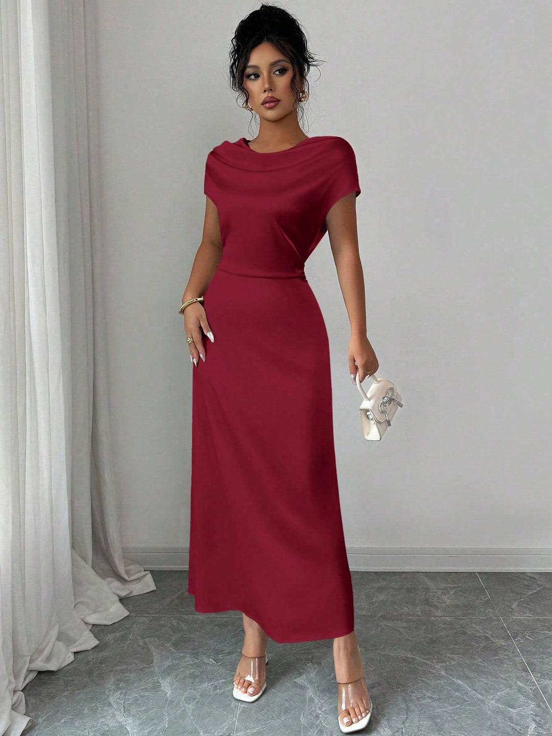 SHEIN maxi ruha, bordó