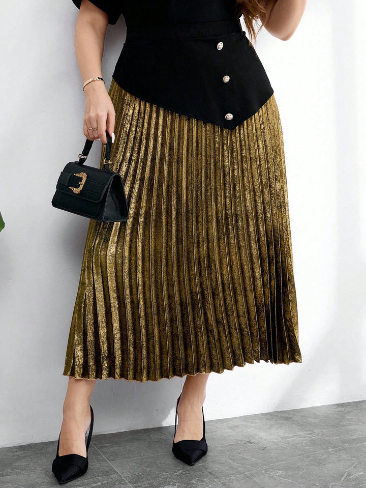 Fustă midi Shein Curve+, mix culori