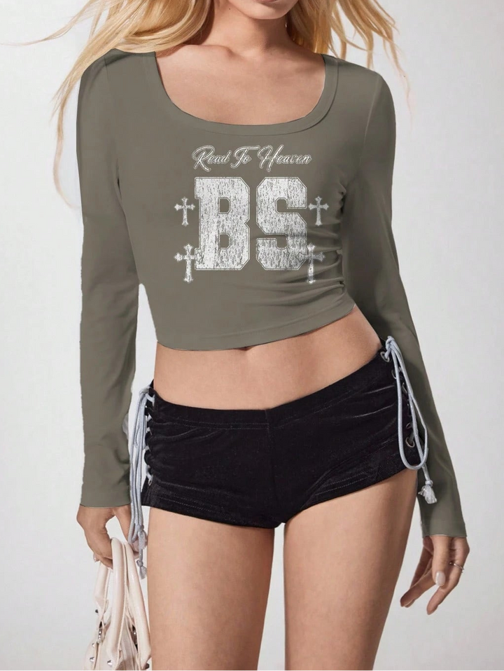 Shein top, szürke