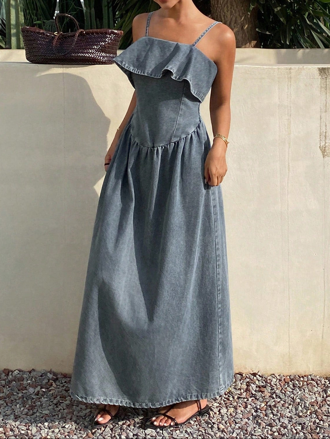 SHEIN maxi ruha, kék