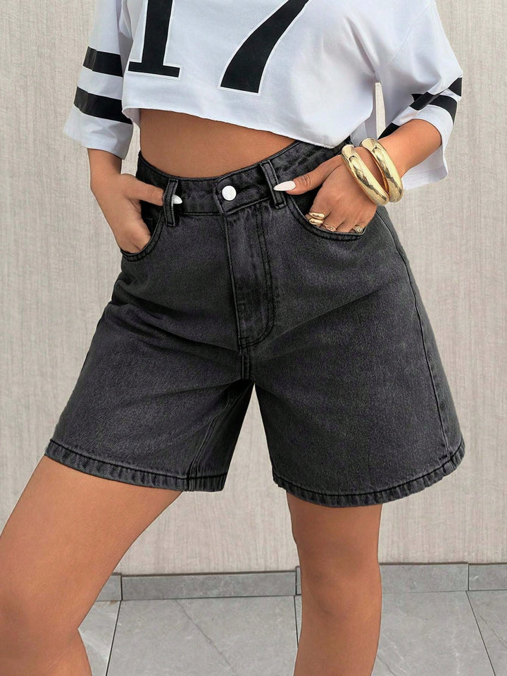 SHEIN fekete farmershort