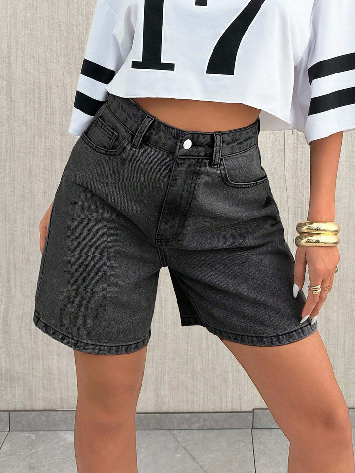SHEIN fekete farmershort