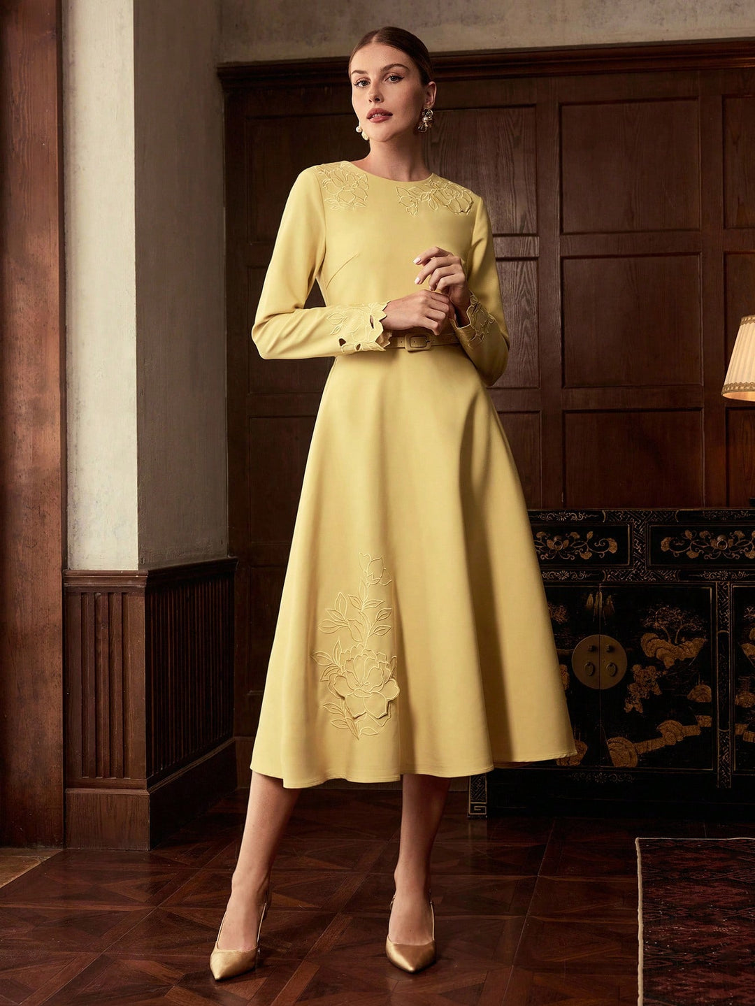 Rochie midi SHEIN, galben