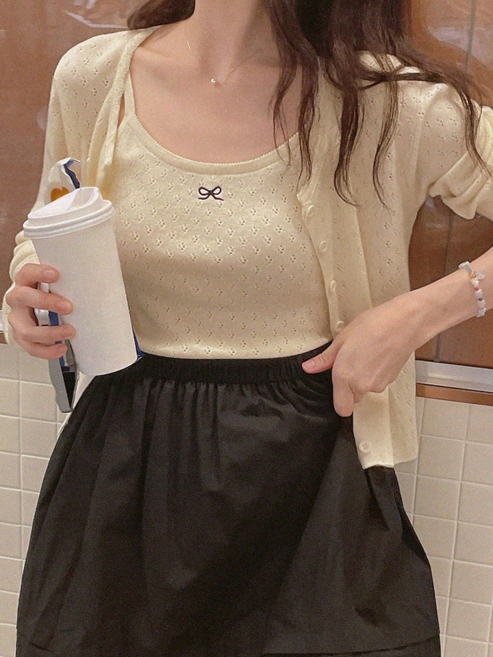 Set cardigan și top SHEIN, crem