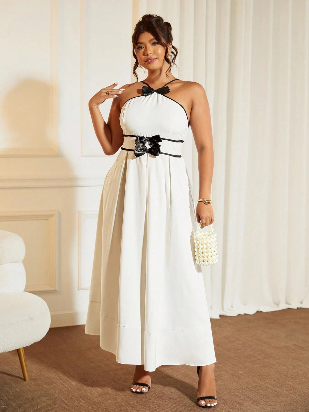 SHEIN maxi ruha, krémszínű