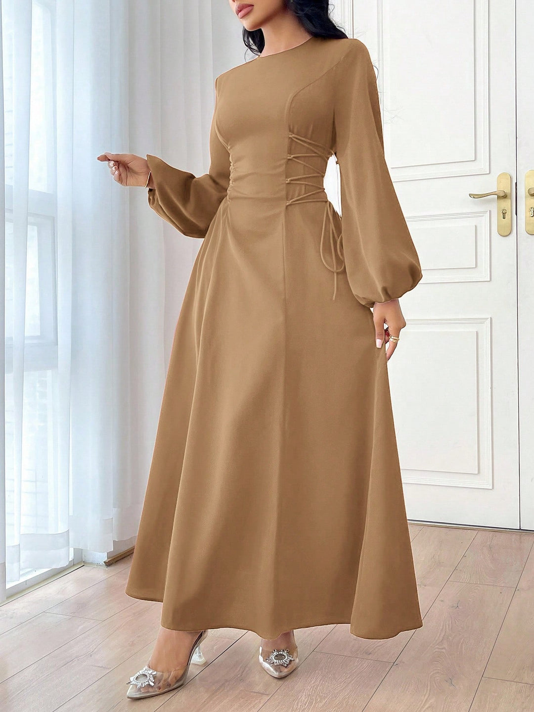 Shein maxi ruha, barna