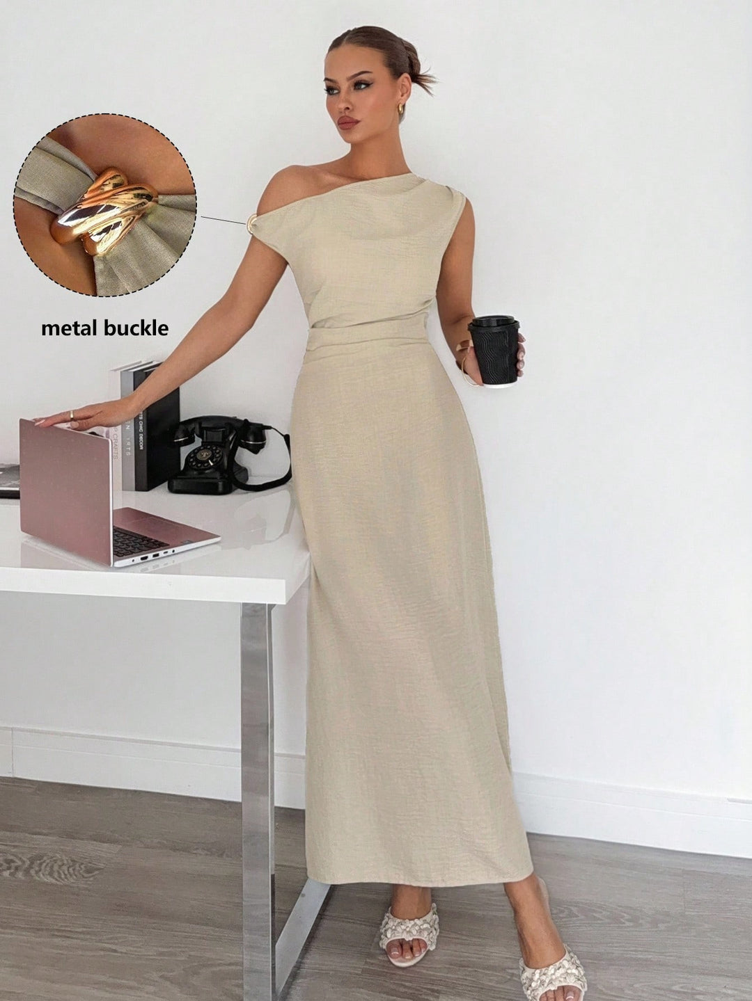 Rochie maxi SHEIN, bej