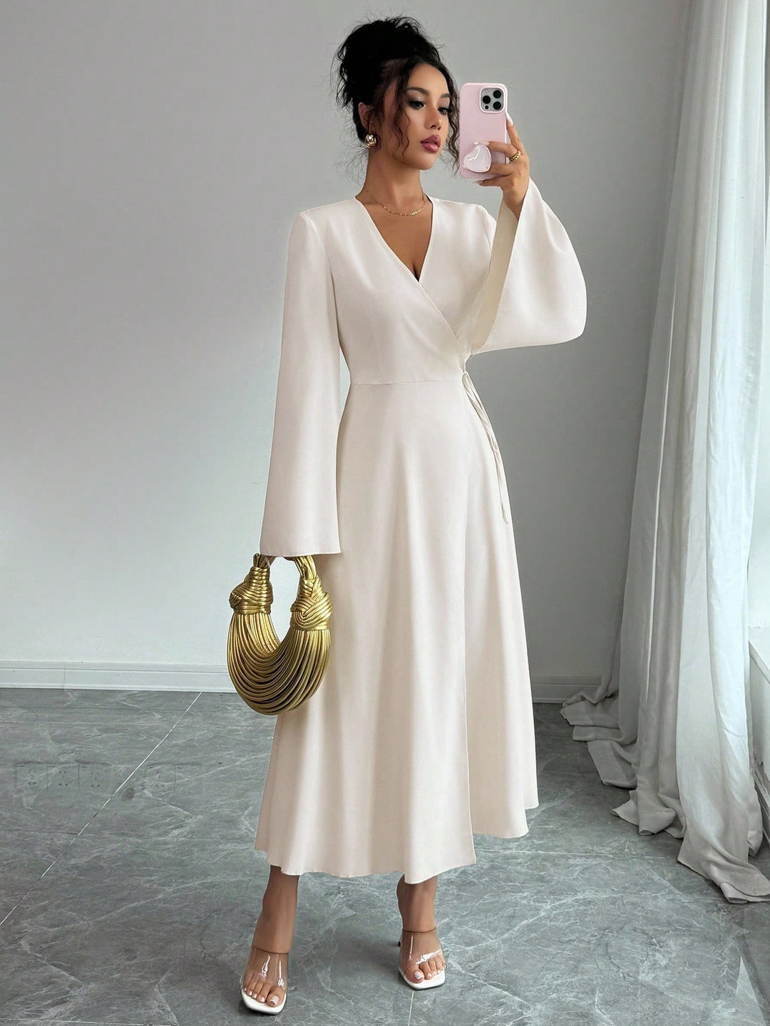 SHEIN maxi ruha, krémszínű