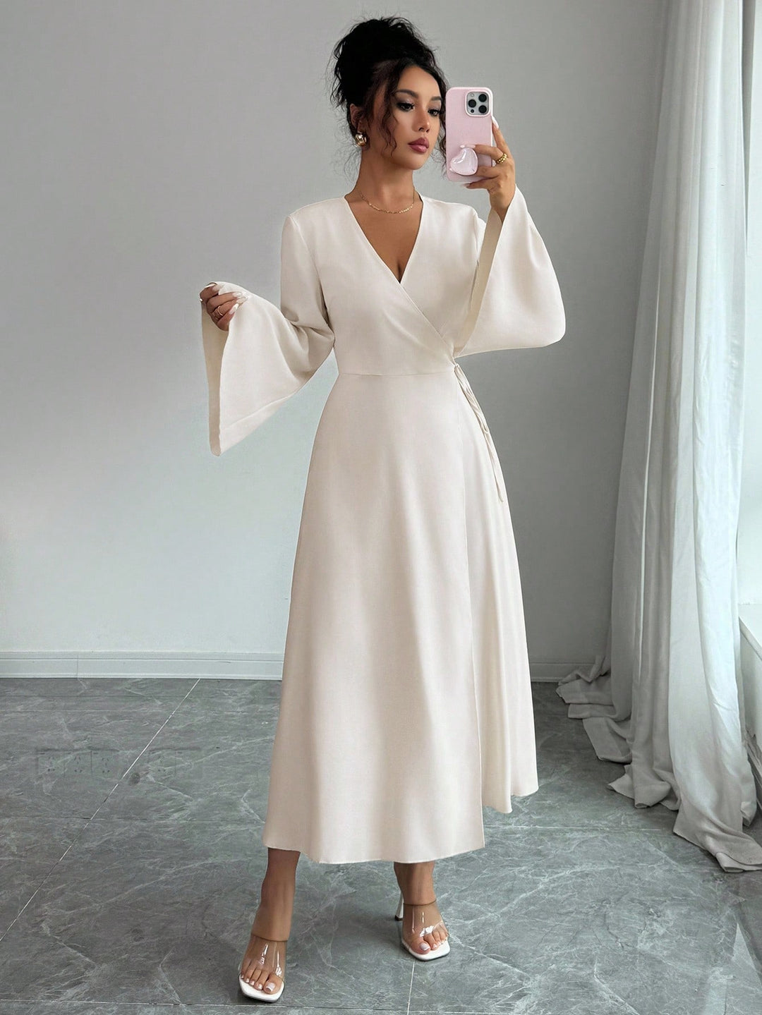 SHEIN maxi ruha, krémszínű