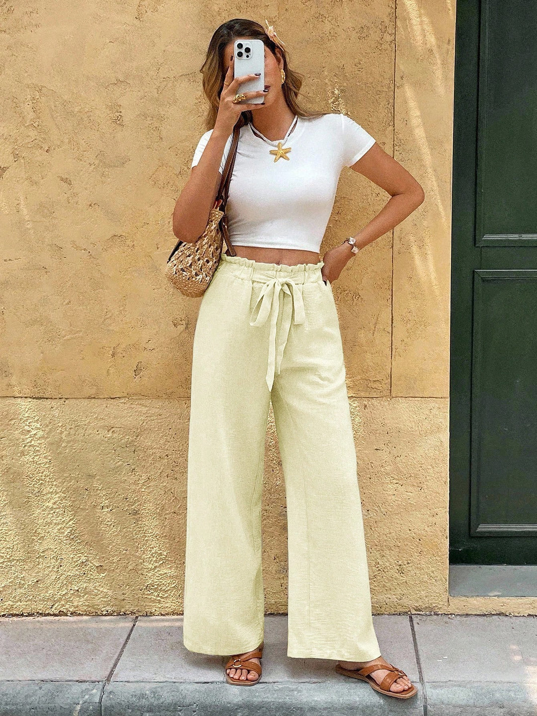 Pantaloni SHEIN, galben
