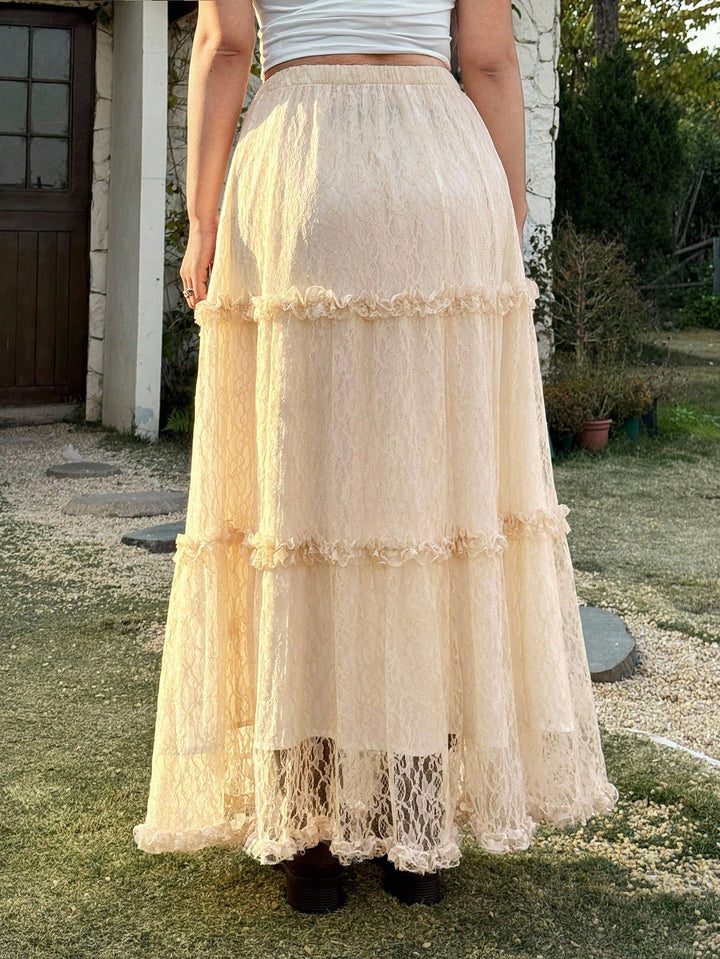 Shein Curve+ maxi szoknya, krém