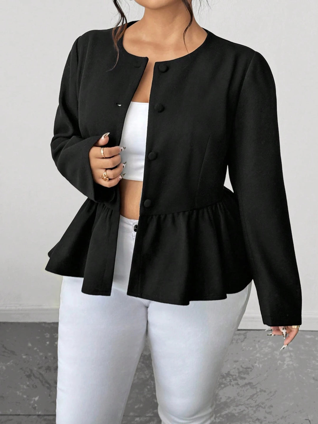 Shein Curve+ rövid kabát, fekete