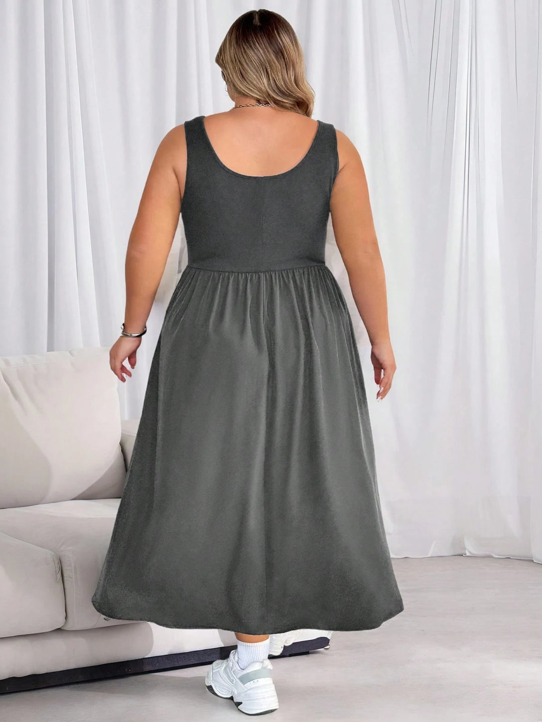 Rochie maxi Shein Curve+, gri