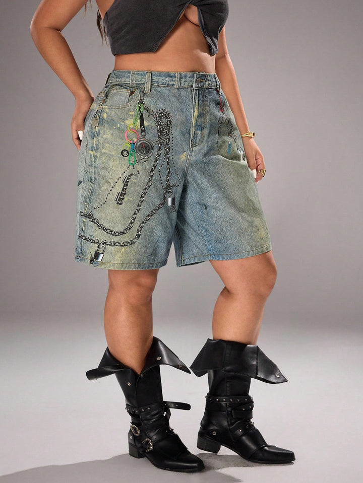 Pantaloni scurți SHEIN, albastru