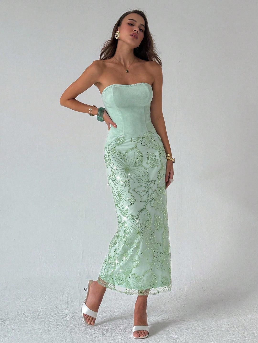 Rochie maxi SHEIN, verde