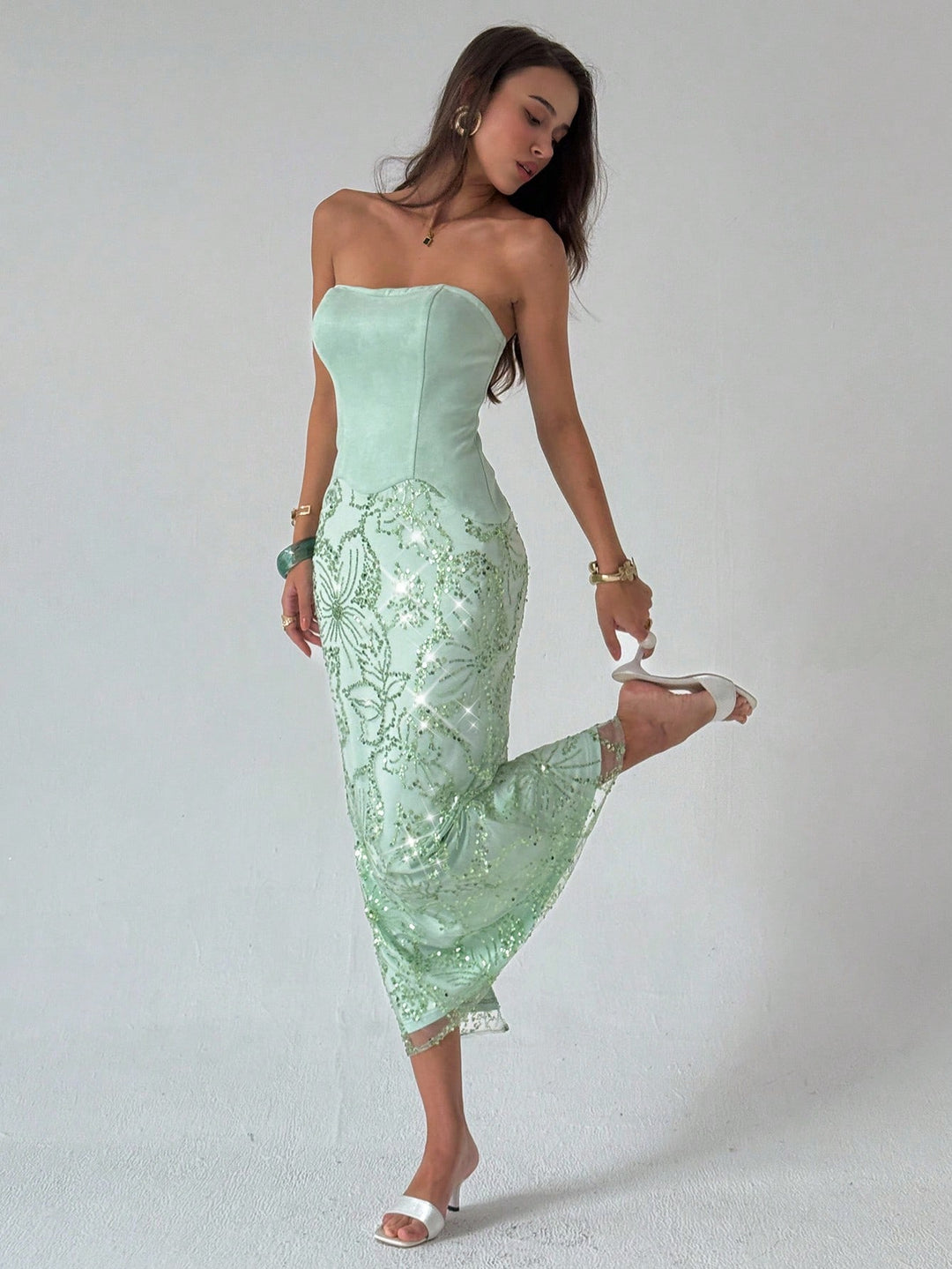 Rochie maxi SHEIN, verde