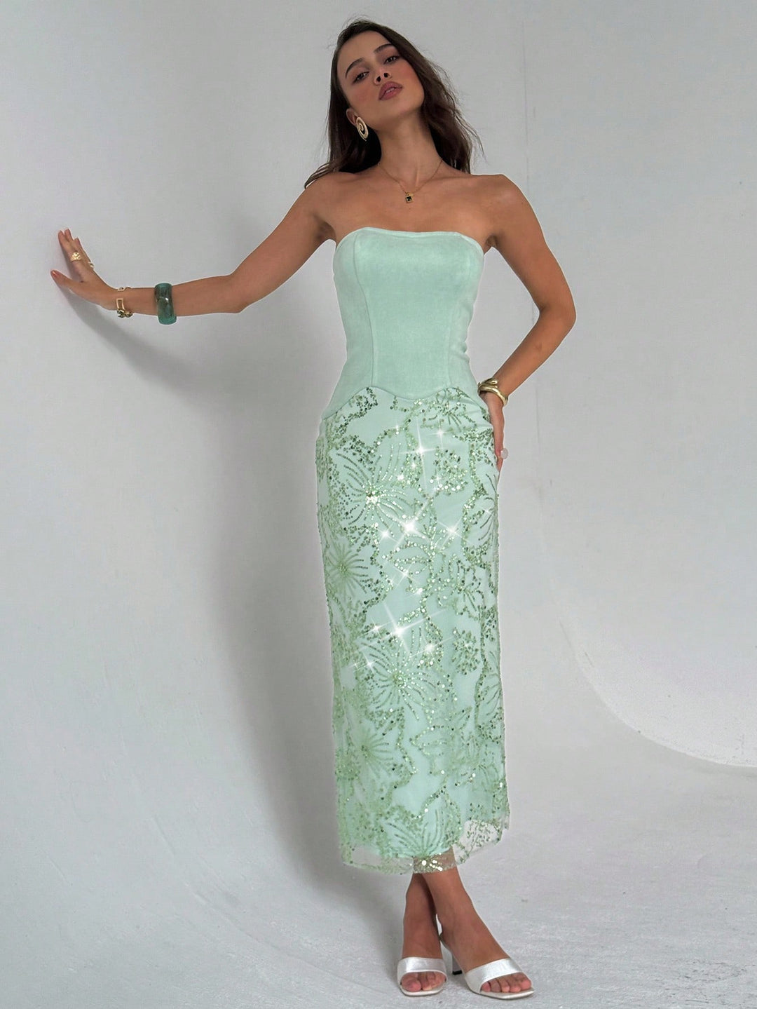 Rochie maxi SHEIN, verde
