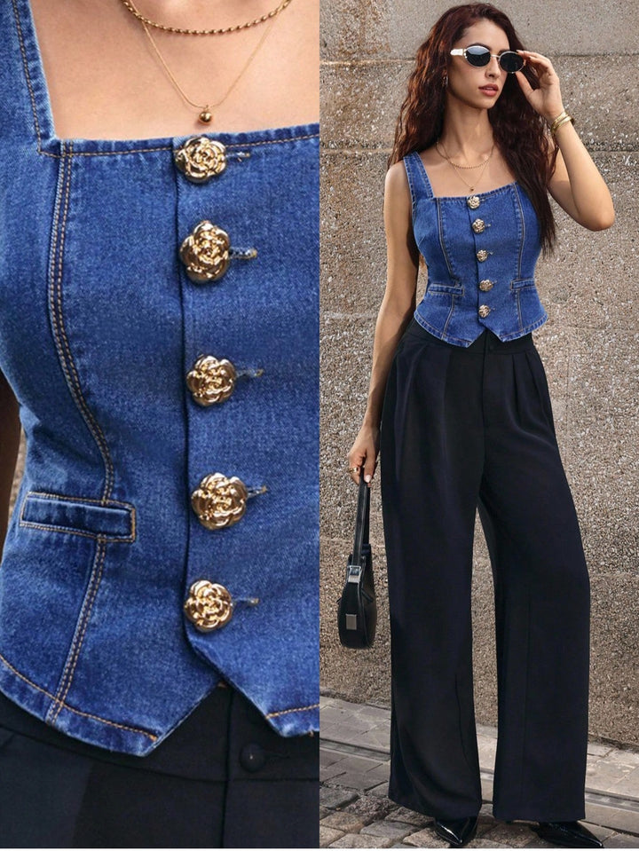 Vesta denim SHEIN, albastru