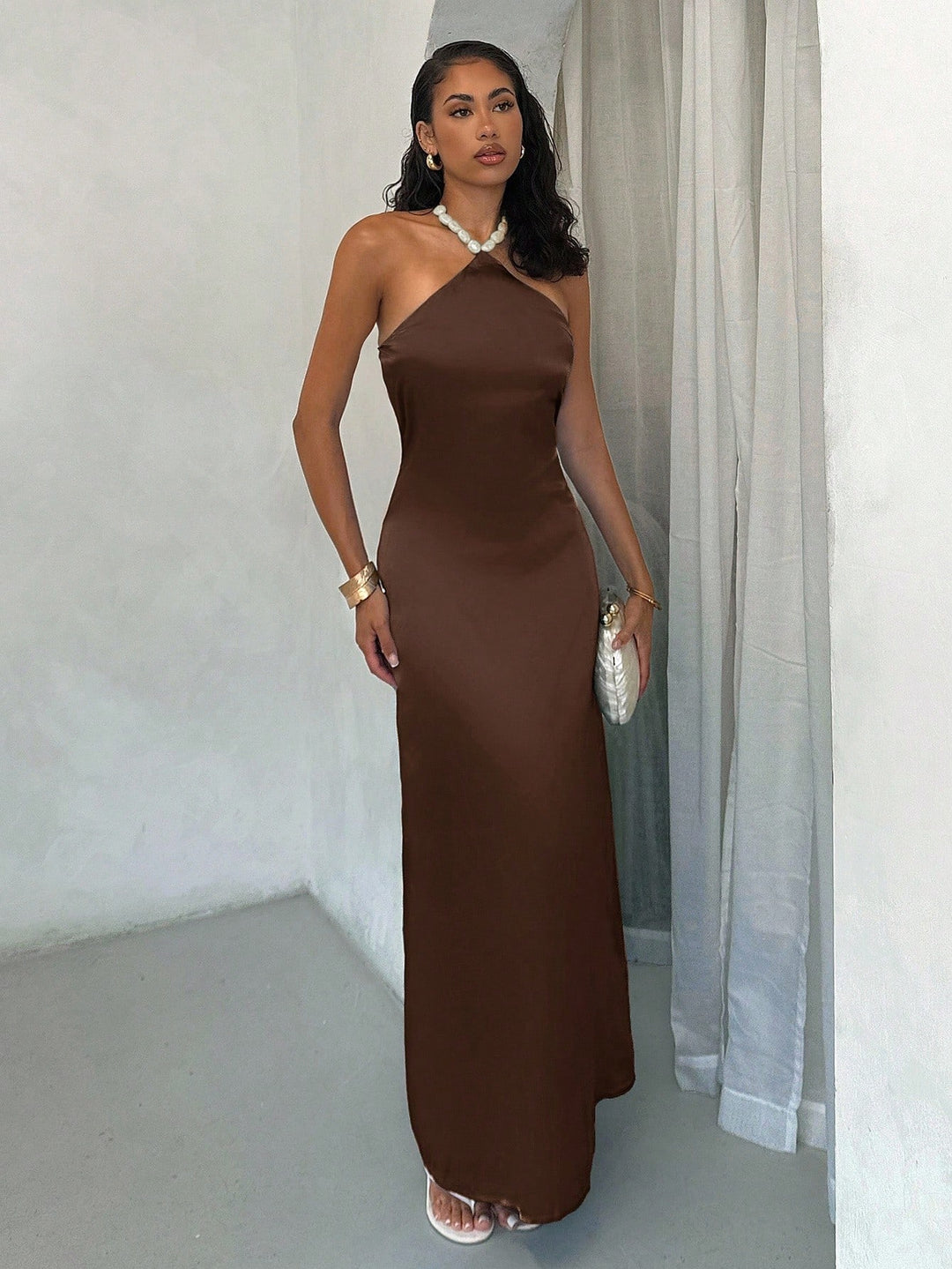 SHEIN maxi ruha, barna