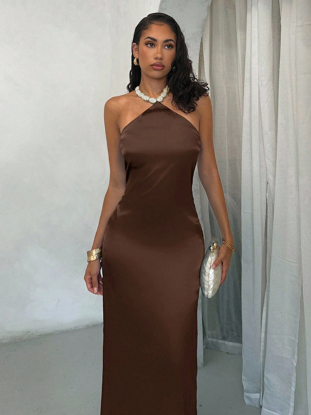 SHEIN maxi ruha, barna