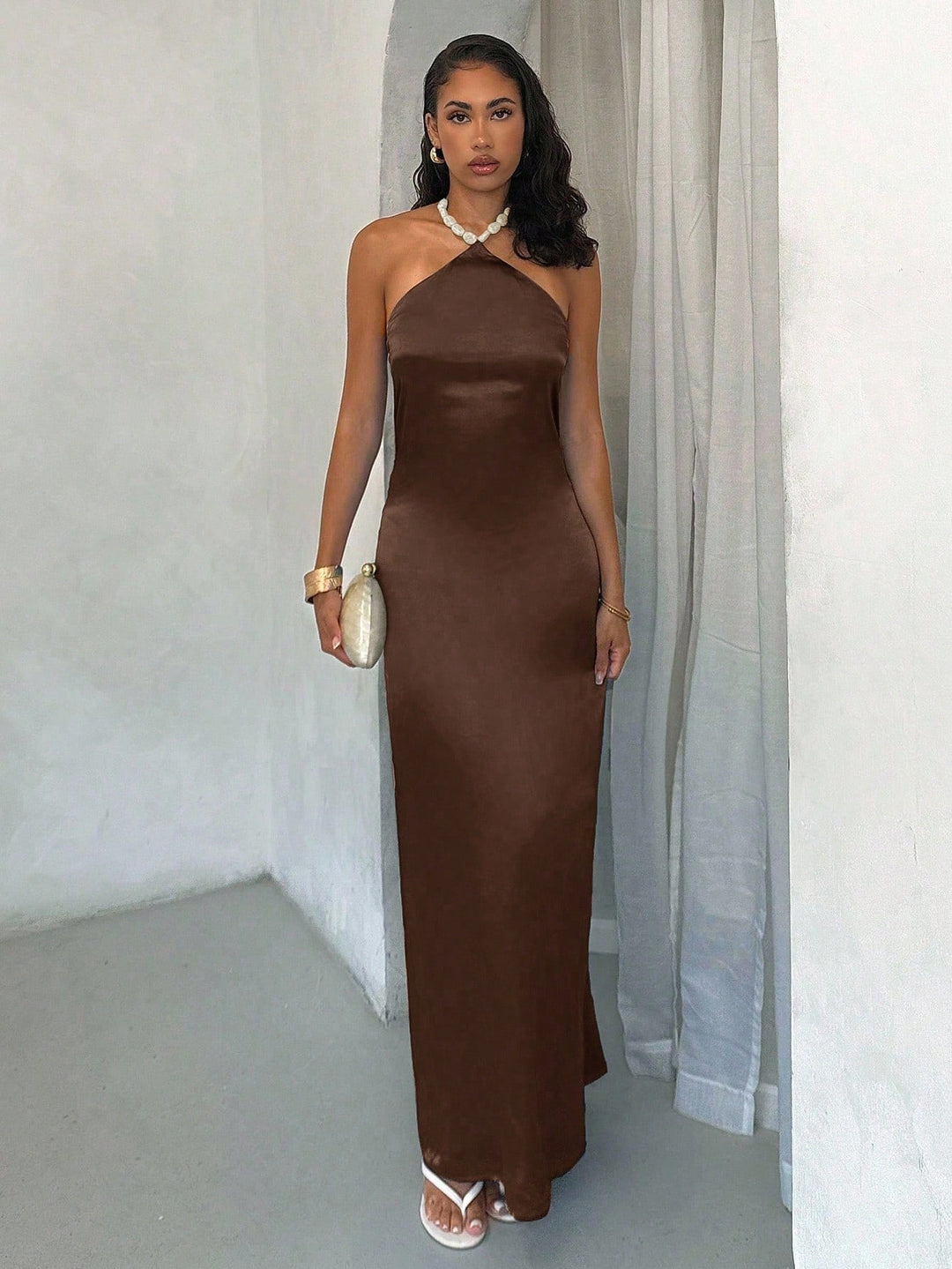 SHEIN maxi ruha, barna