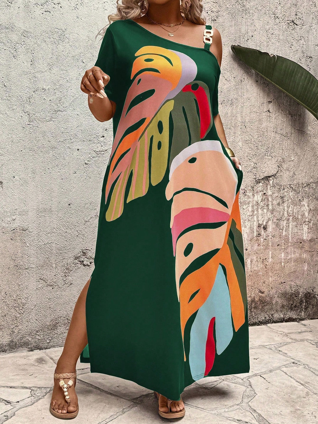 Shein Curve+ maxi ruha, vegyes színek