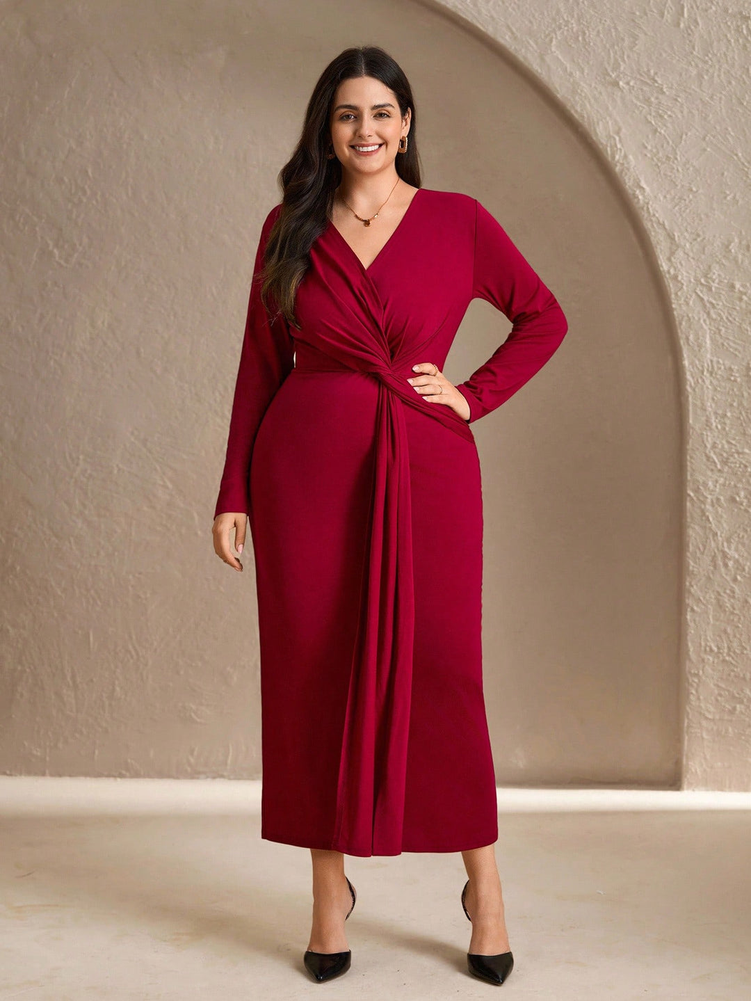 SHEIN bordó maxi ruha