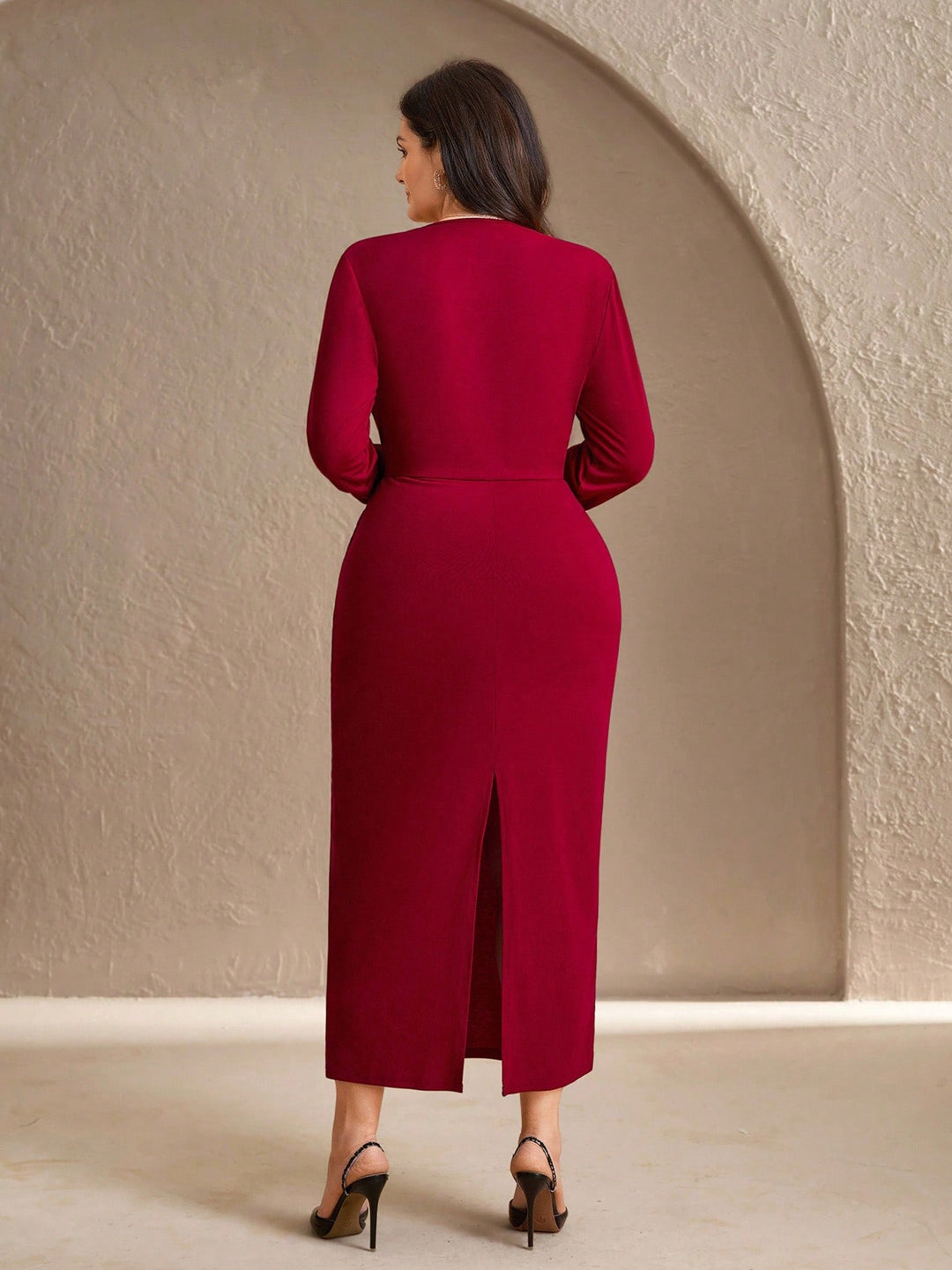 SHEIN bordó maxi ruha