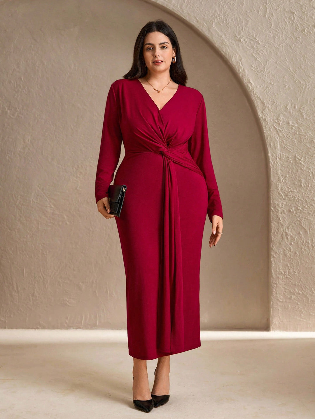 SHEIN bordó maxi ruha