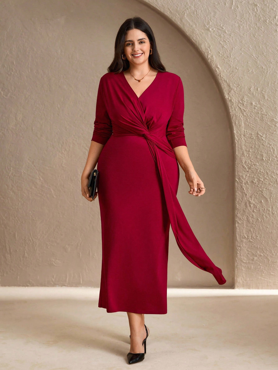 SHEIN bordó maxi ruha