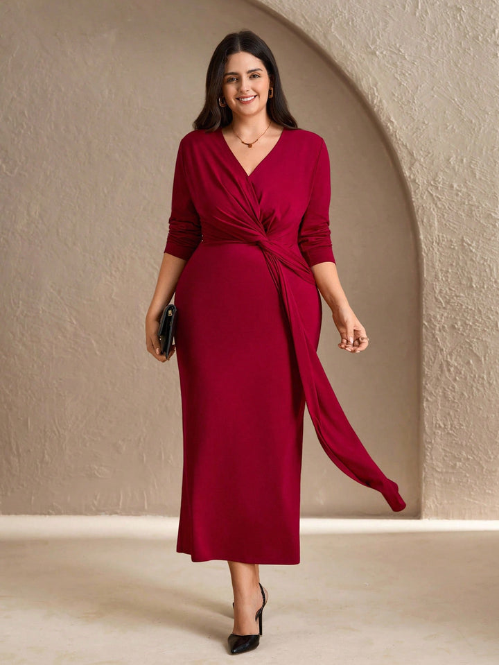 SHEIN bordó maxi ruha