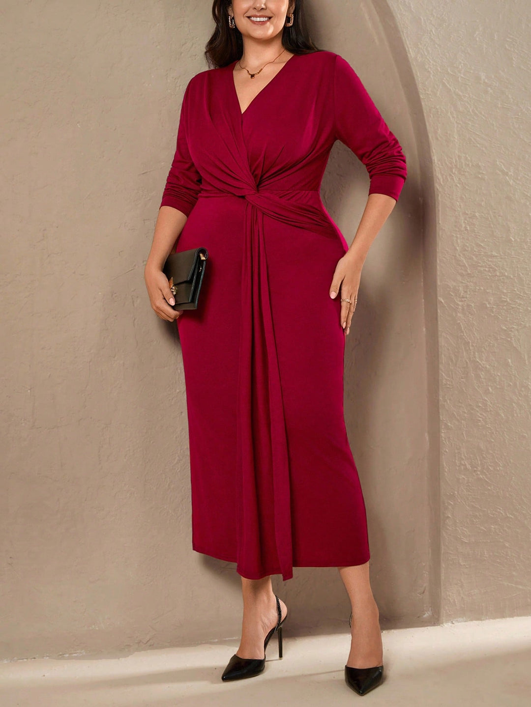 SHEIN bordó maxi ruha