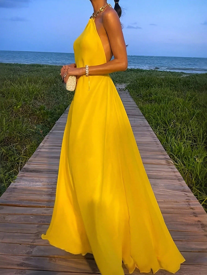 Shein Curve maxi ruha, sárga