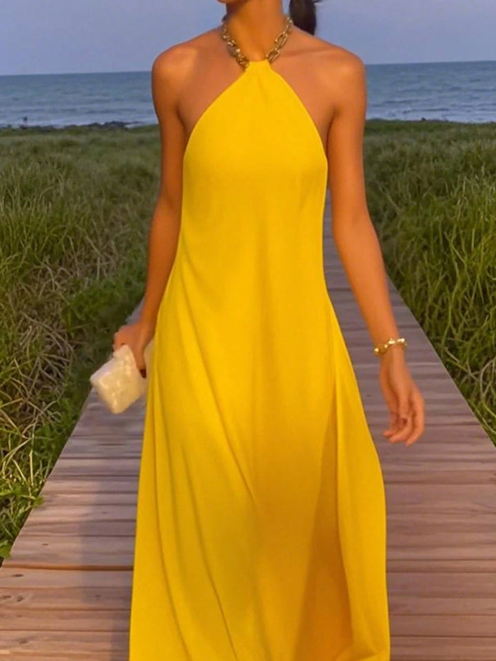 Shein Curve maxi ruha, sárga