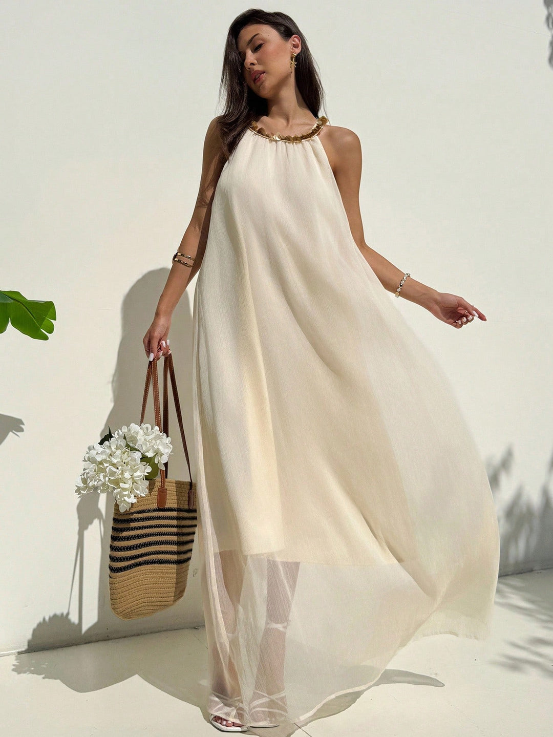 Rochie maxi SHEIN, bej
