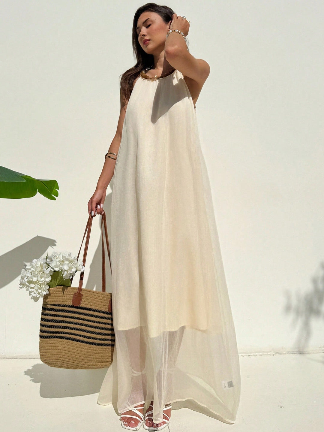 Rochie maxi SHEIN, bej