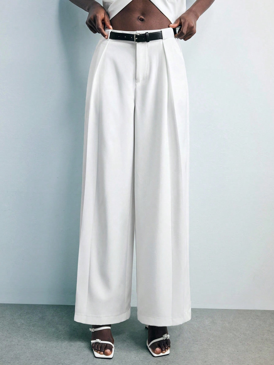 Pantaloni Shen, alb