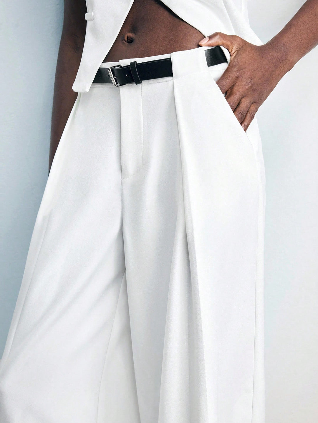Pantaloni Shen, alb