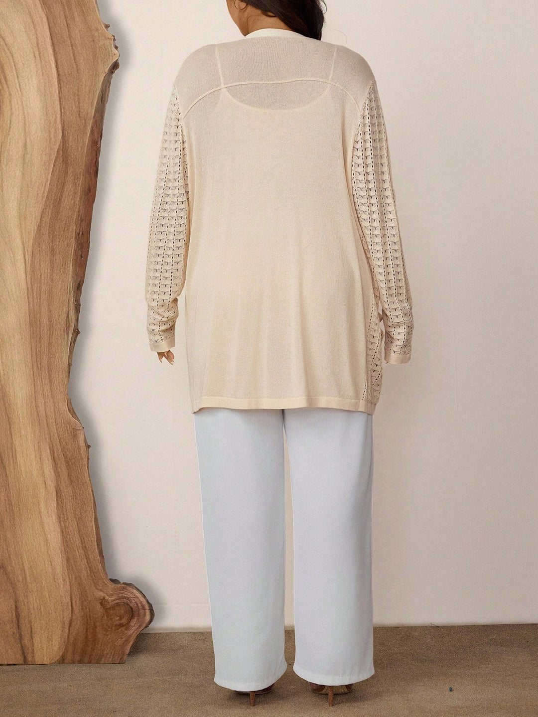 Cardigan Shein Curve+, crem