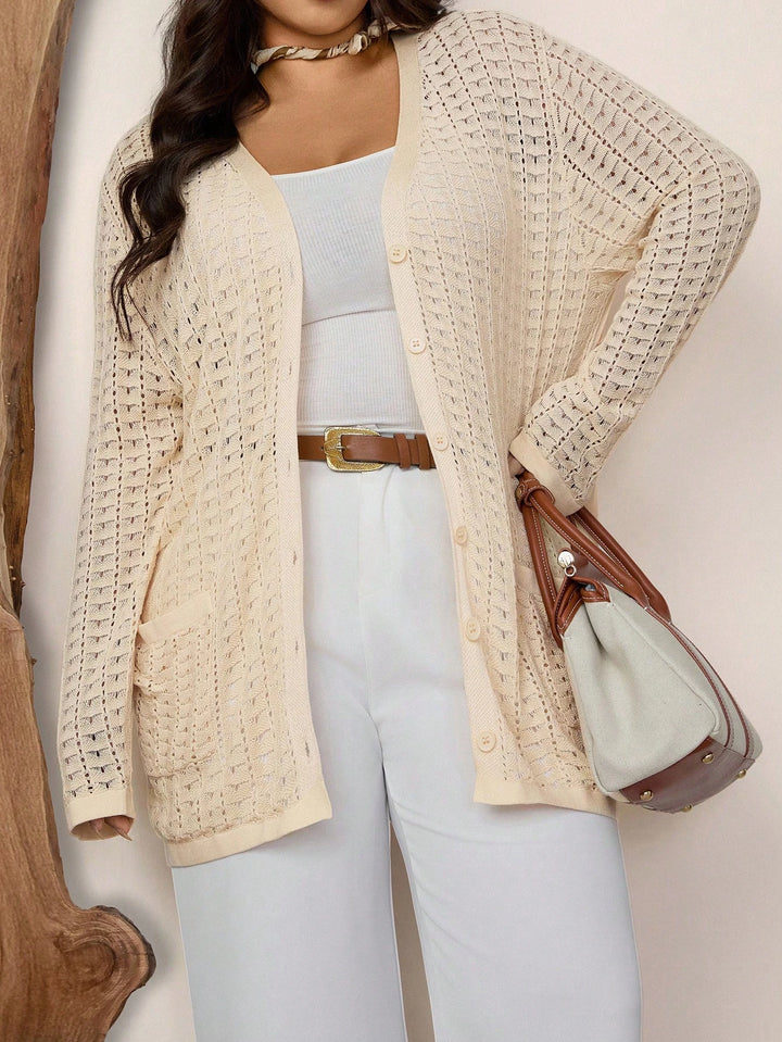Cardigan Shein Curve+, crem