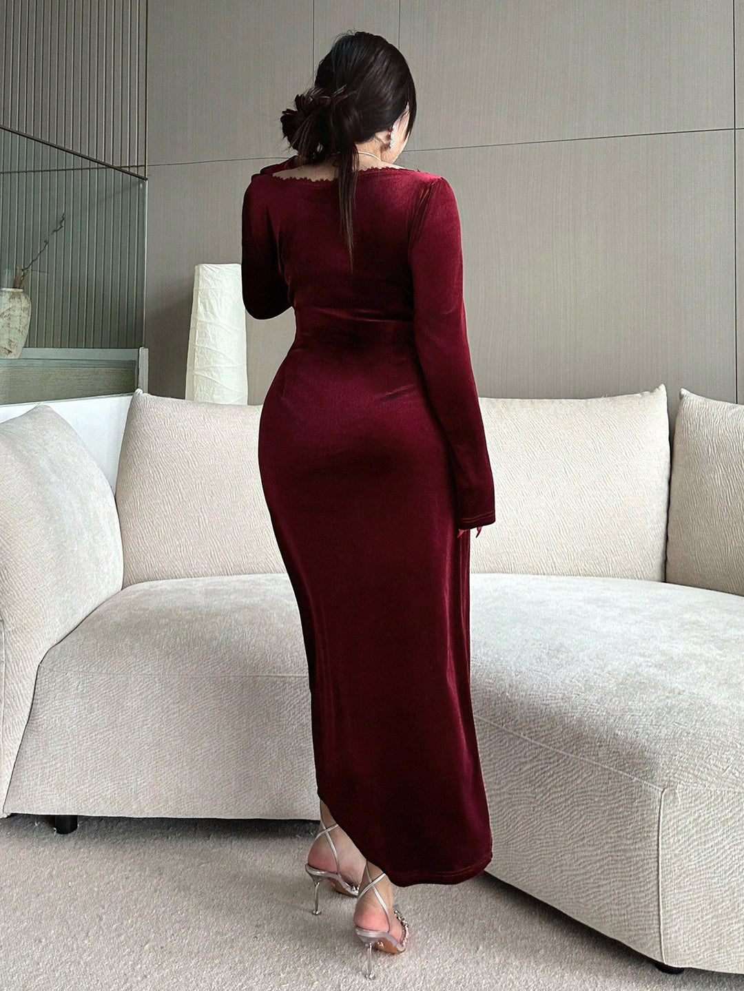 SHEIN Maxi ruha, bordó