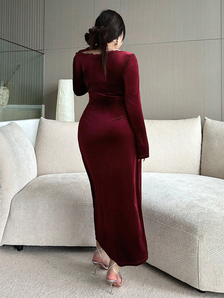 SHEIN Maxi ruha, bordó