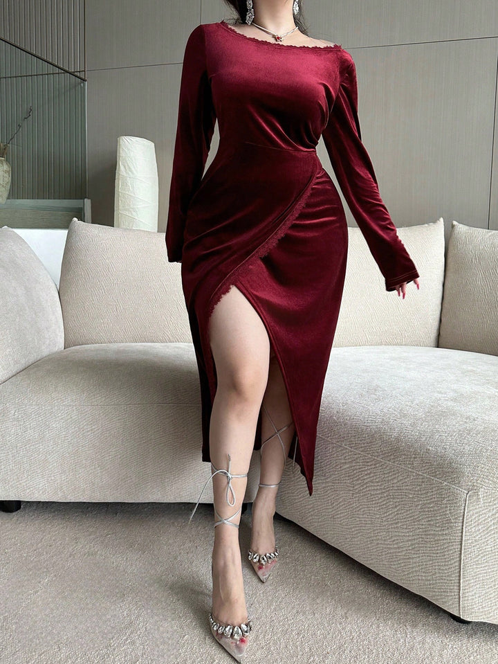 SHEIN Maxi ruha, bordó