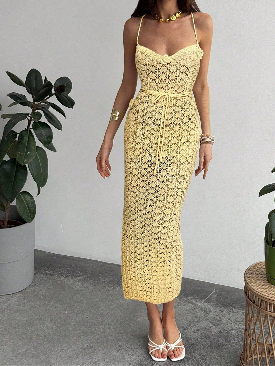 Rochie midi SHEIN, galben